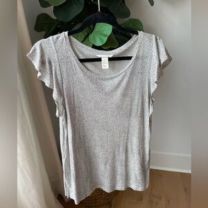 H&M Black and White Polka Dot Flutter Sleeve Blouse